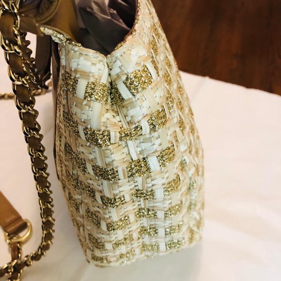 ❤️SOLD❤️Tory Burch Marion Woven Shimmery Shoulder Bag - Picture 7 of 15